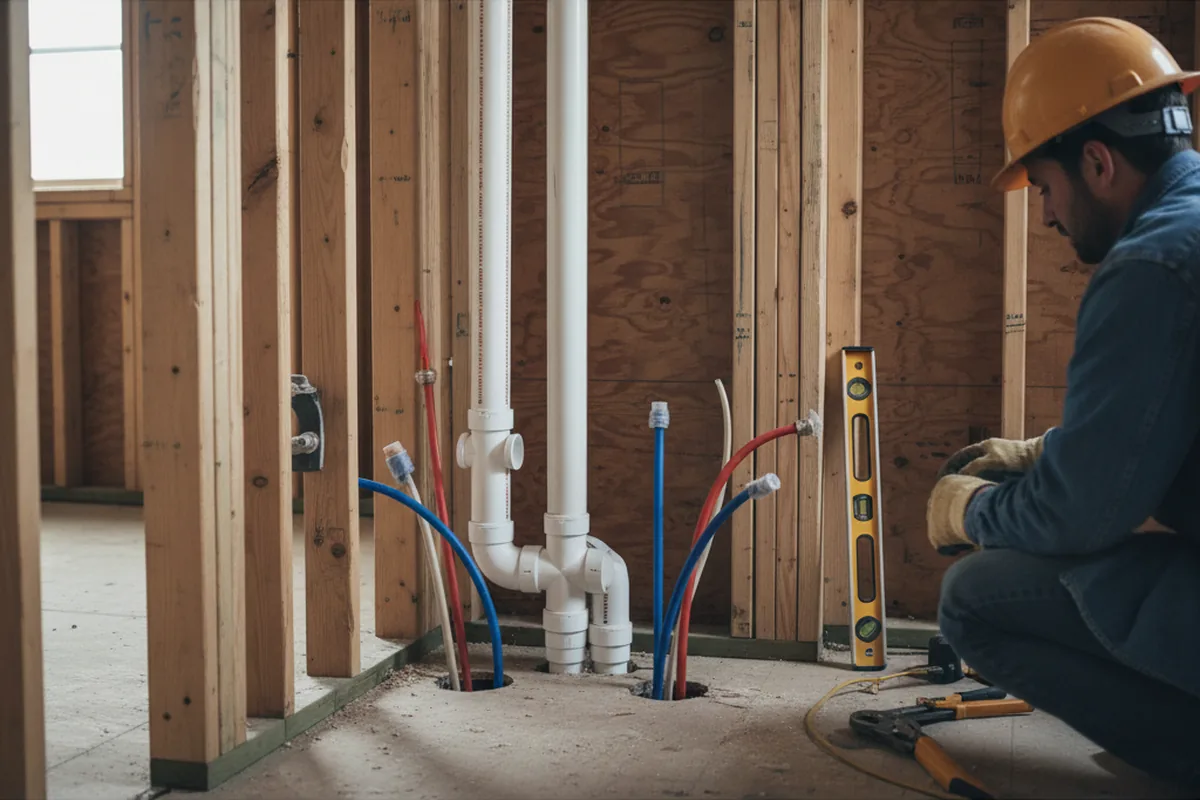 Drain and supply rough-in during Leak Detection in Farmersville